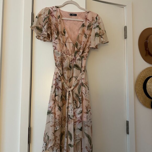 XS Pink Floral Low High Dress - Picture 2 of 2